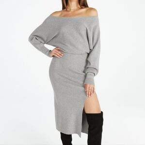 Elegant Gray Off-Shoulder Dress